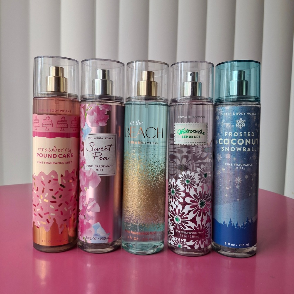 Bath & Body Works Fine Fragrance Mist Lot of 5 Watermelon Strawberry Beach